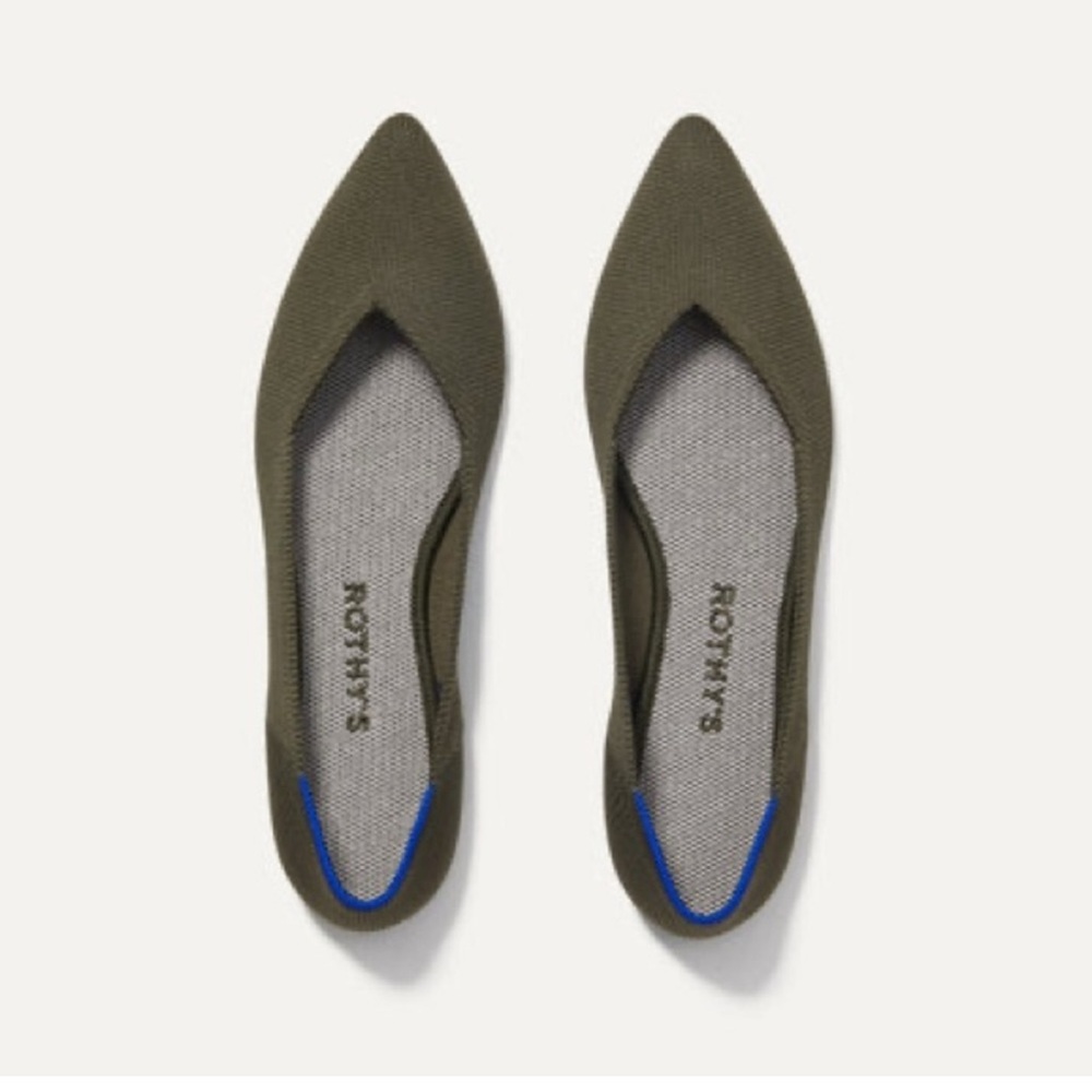 Rothy's Green Pointed Toe Loafers